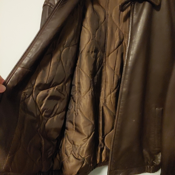 Nautica Mens Brown Leather Jacket - Picture 12 of 13